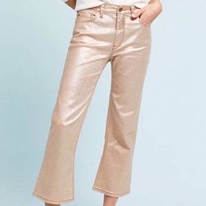 Anthropologie | Rose Gold Cropped Flare Jeans